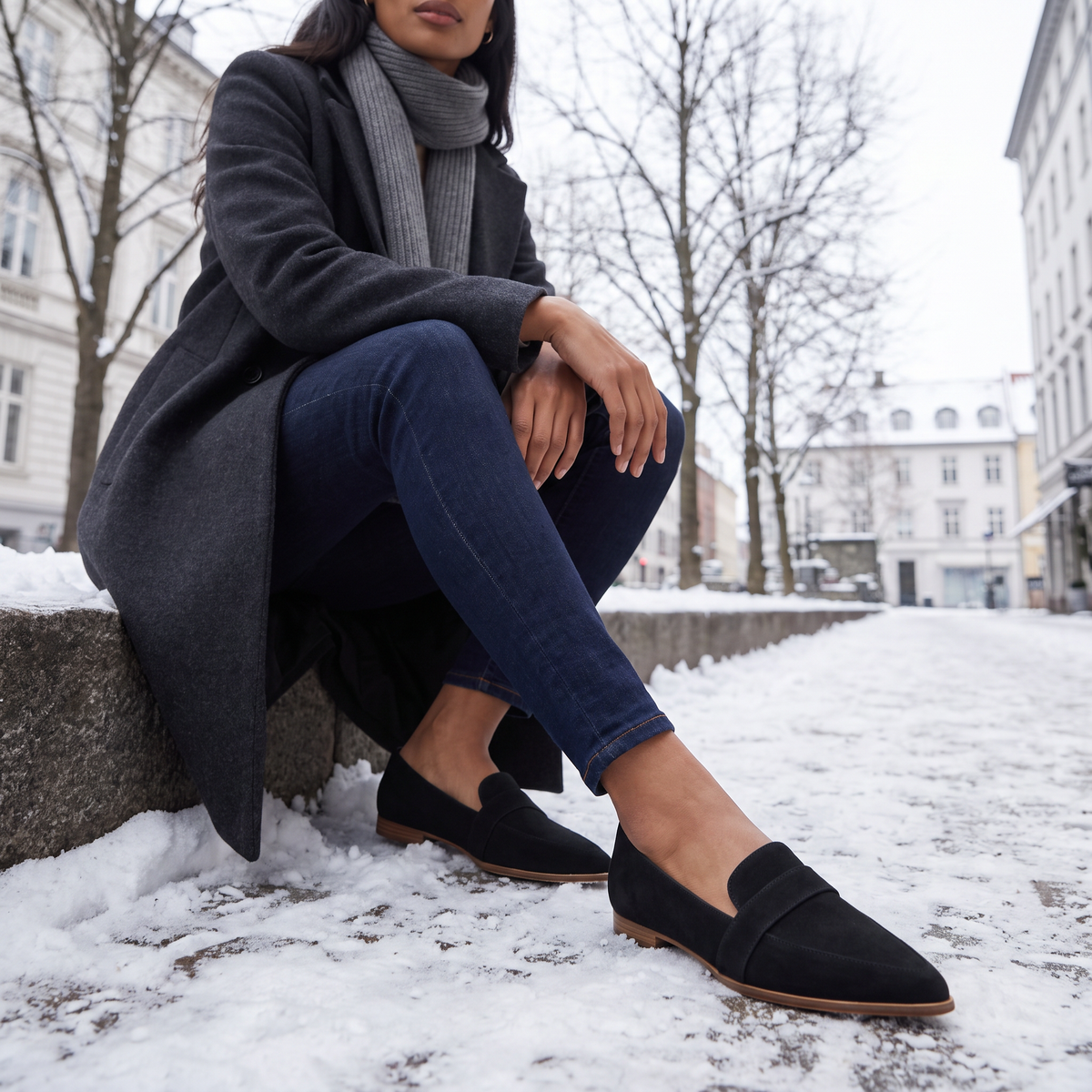 Mocassins aspect daim à patte et bout amande — Amielle Paris — vue 2