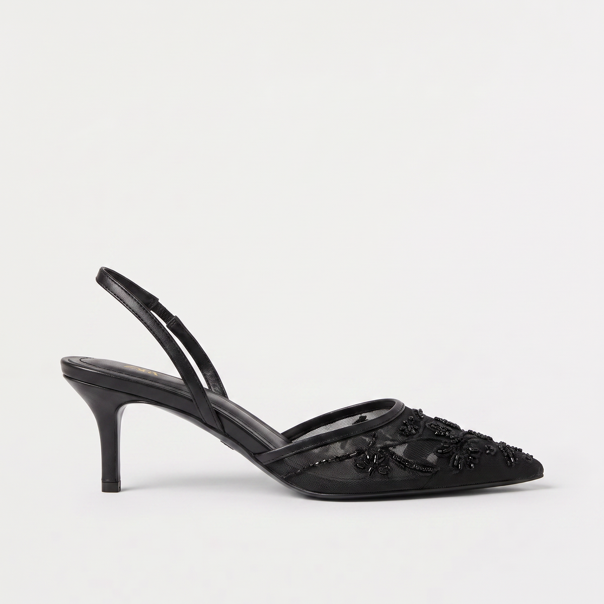 Mules à talon fin en résille brodée de fleurs — Amielle Paris — vue 5
