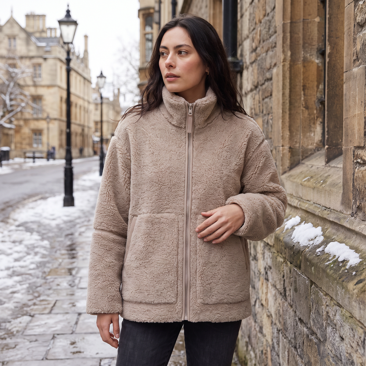 Veste teddy ample zippée à poches — Amielle Paris — vue 2