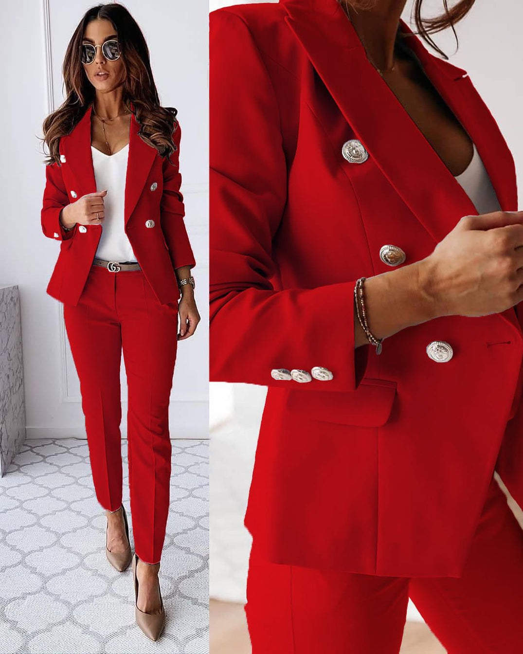 Tailleur pantalon à veste croisée — Amielle Paris