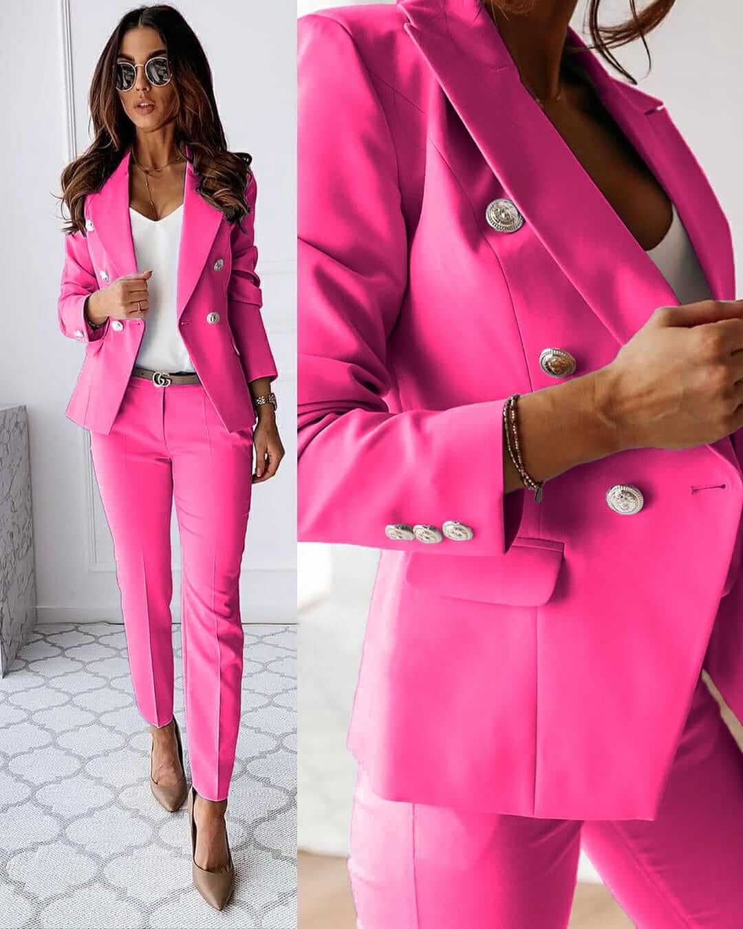 Tailleur pantalon à veste croisée — Amielle Paris