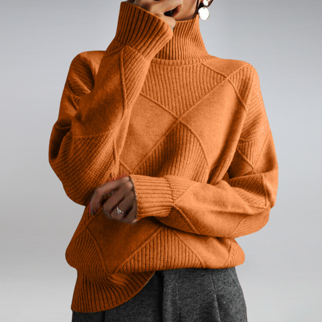 Pull à col roulé en maille côtelée — Amielle Paris