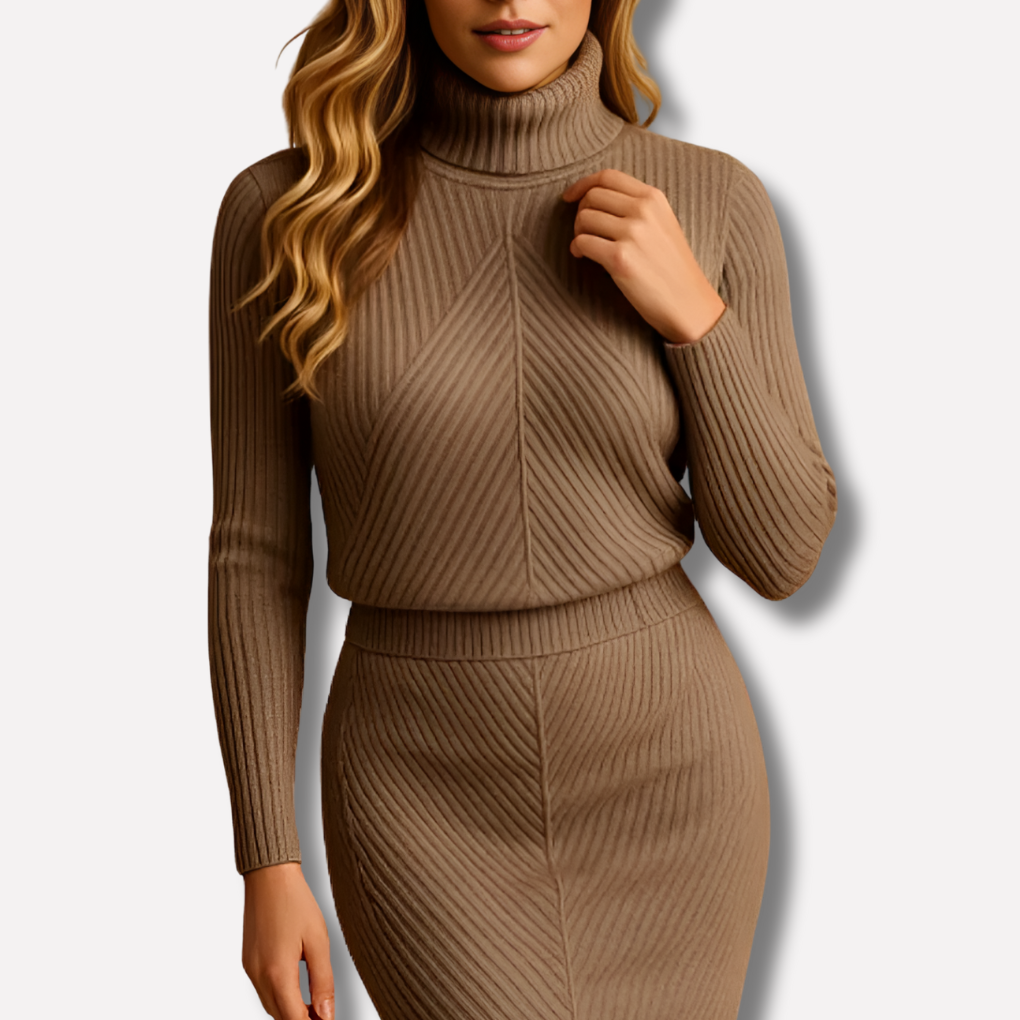 Freya — Robe midi texturée à manches longues — Amielle Paris