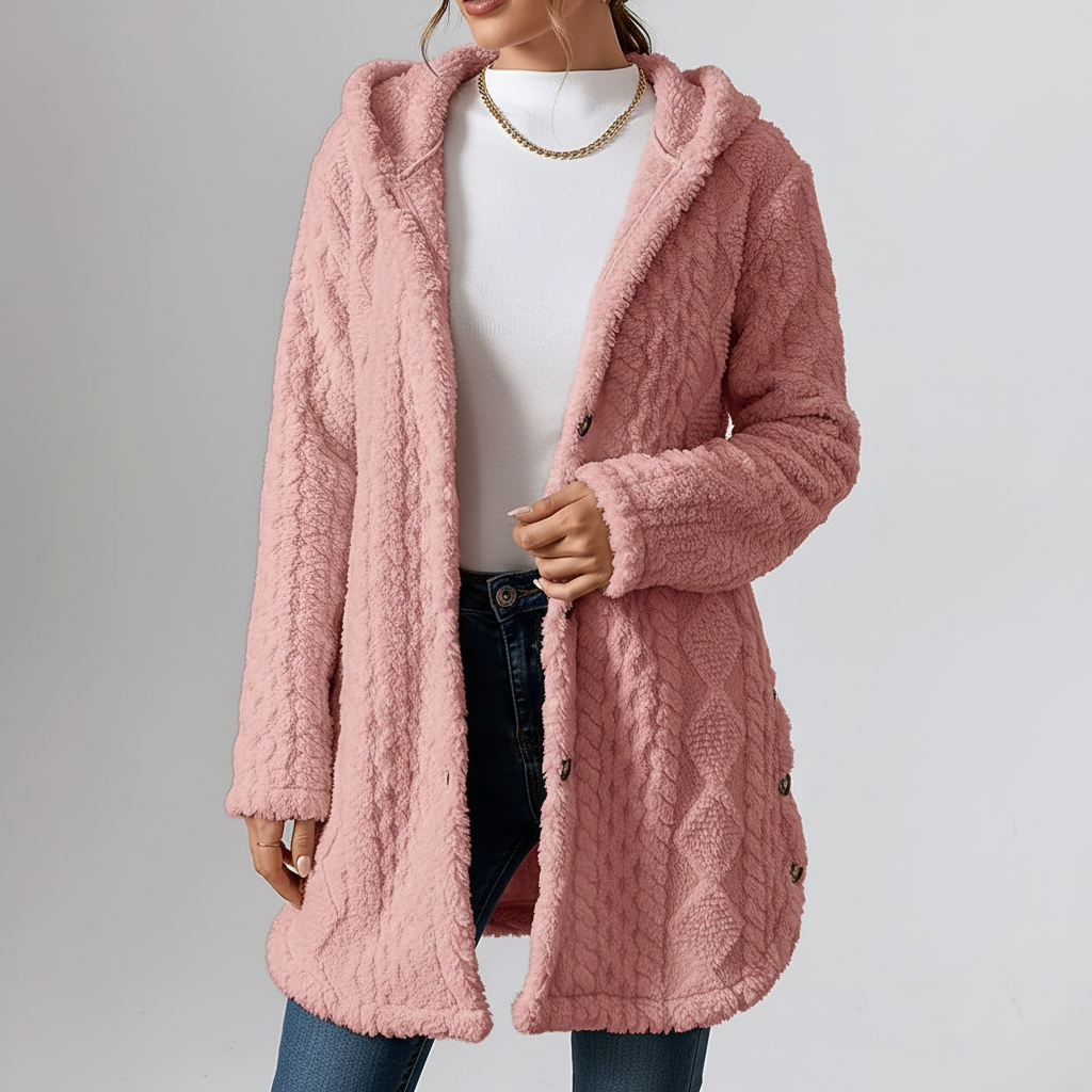 Olivia — Cardigan long boutonné à poches — Amielle Paris