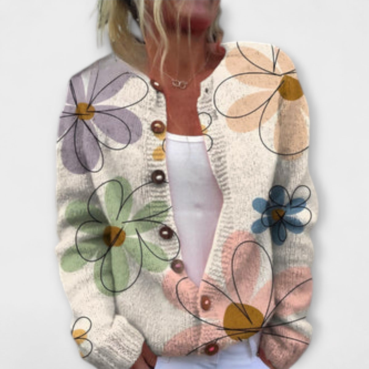 Mea | Cardigan blanc à motif floral