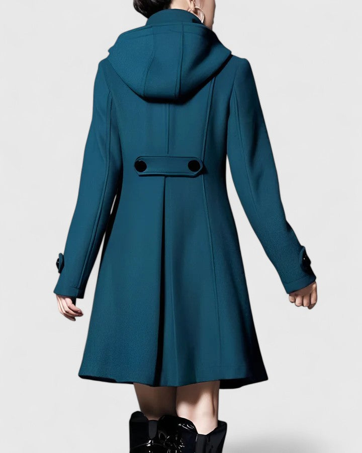 Manteau évasé à capuche et boutonnage croisé — Amielle Paris