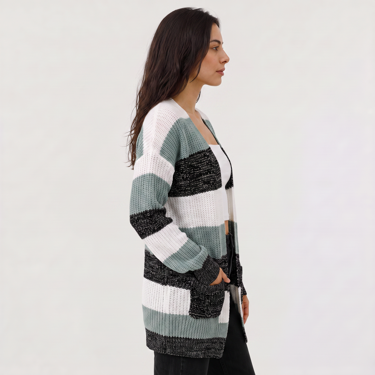 Cardigan léger ouvert à coupe décontractée — Amielle Paris — vue 6