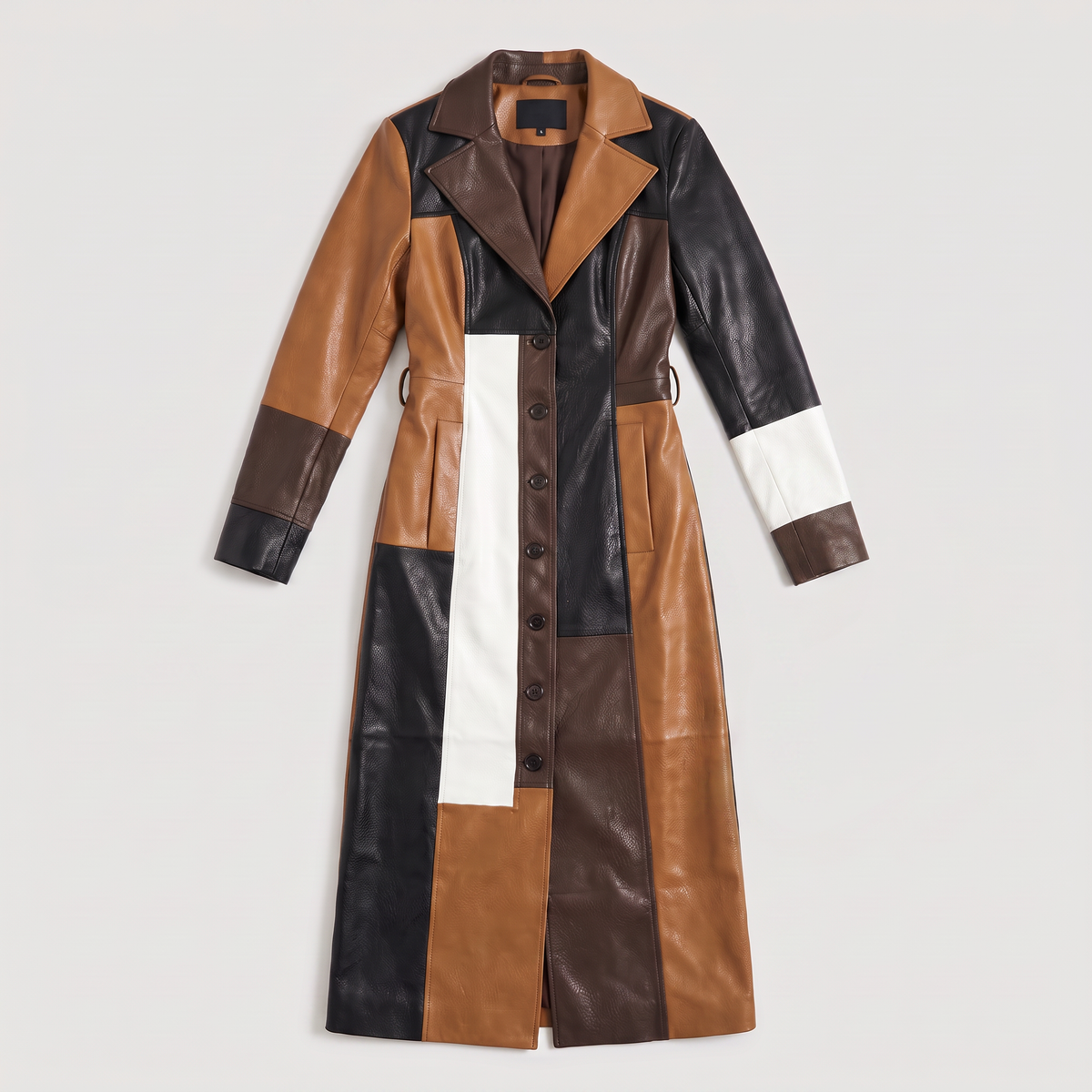 Trench long patchwork aspect cuir — Amielle Paris — vue 5
