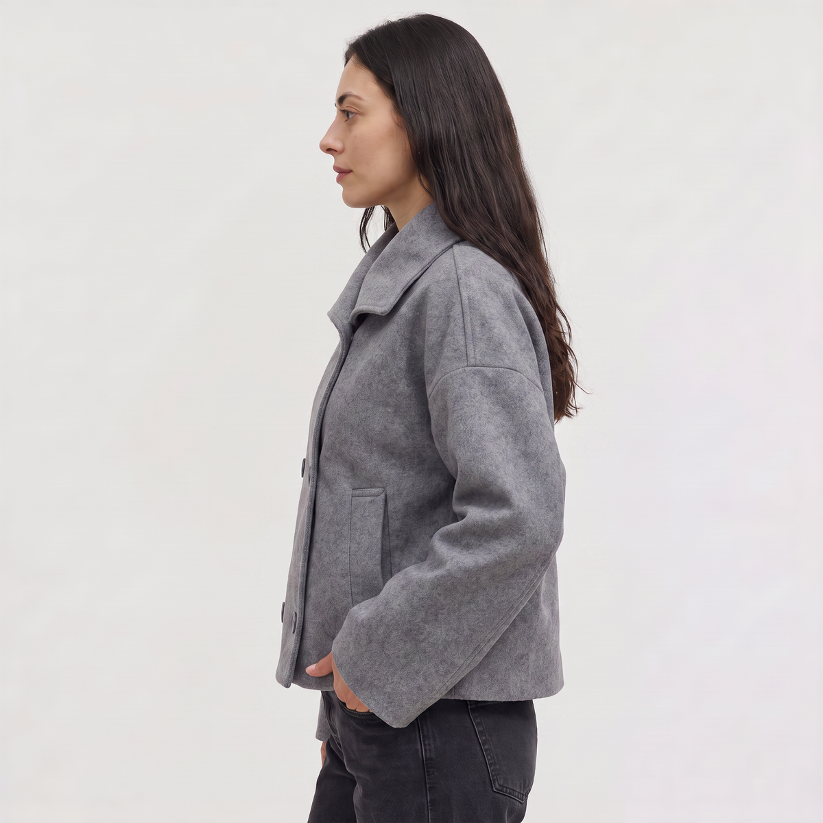 Veste courte ample croisée à col enveloppant — Amielle Paris — vue 9