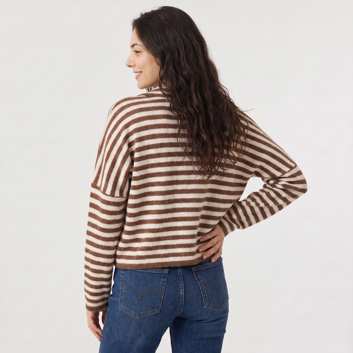 Cardigan rayé ample à col et boutons — Amielle Paris — vue 3