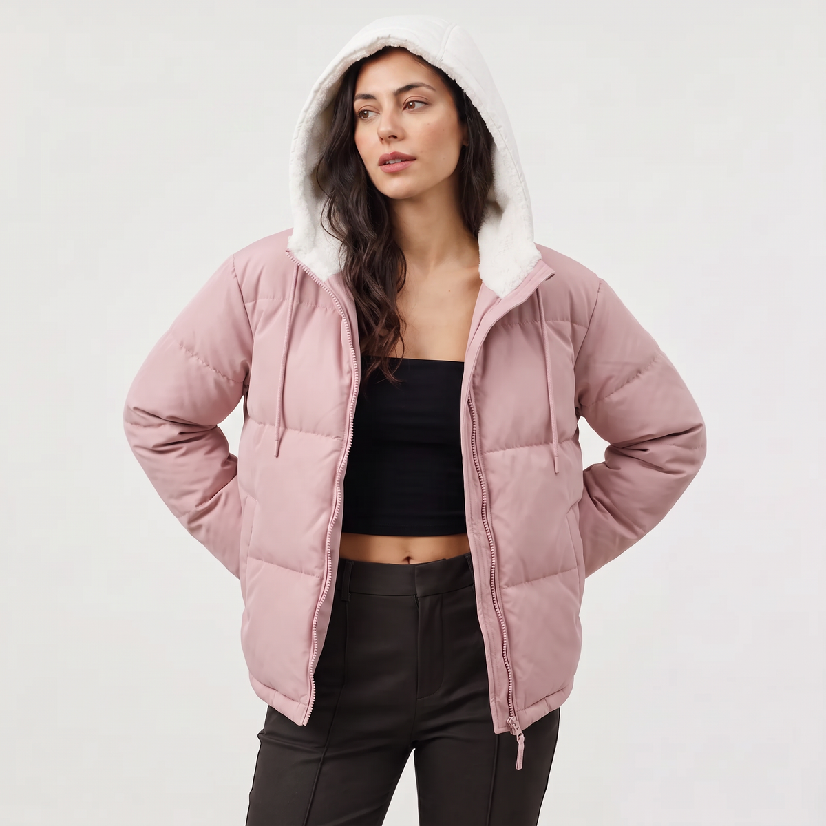 Doudoune à capuche doublée de polaire sherpa — Amielle Paris — vue 10