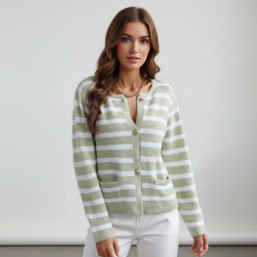 Natalie — Cardigan rayé à coupe décontractée — Amielle Paris