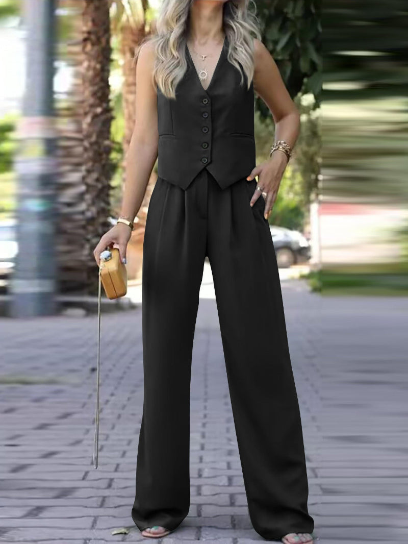 Scarlett — Ensemble gilet tailleur et pantalon large — Amielle Paris