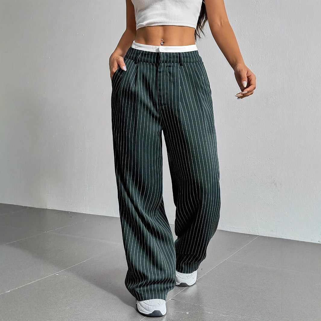 Pantalon large à fines rayures — Amielle Paris