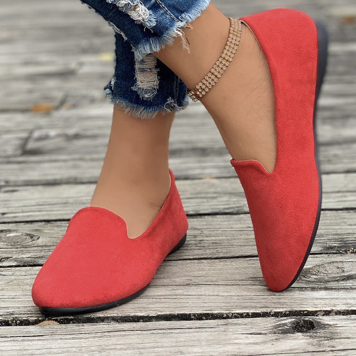 Mocassins aspect daim à bout arrondi — Amielle Paris
