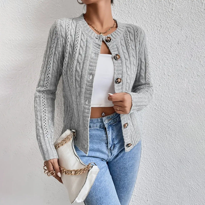 Gilet ajusté torsadé à col rond — Amielle Paris