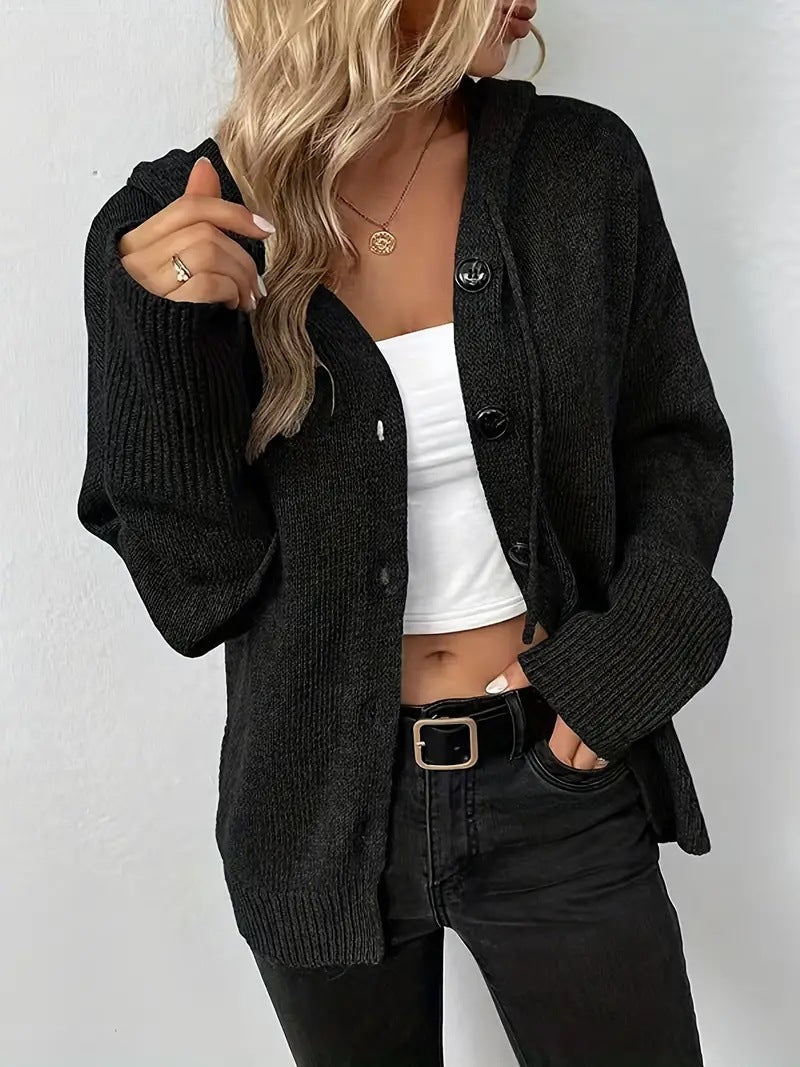Gilet côtelé à capuche et boutons — Amielle Paris