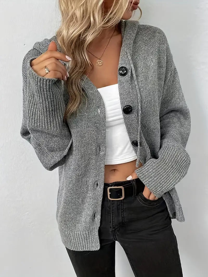 Gilet côtelé à capuche et boutons — Amielle Paris