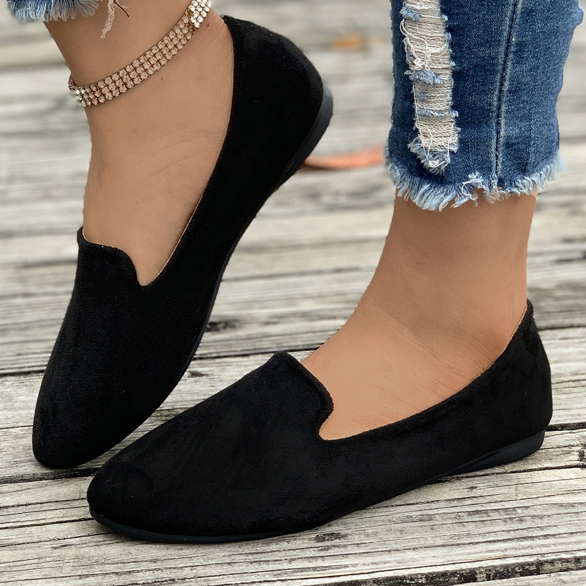 Mocassins aspect daim à bout arrondi — Amielle Paris
