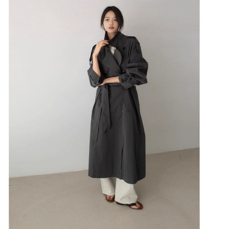 Trench très long ample à taille ceinturée — Amielle Paris