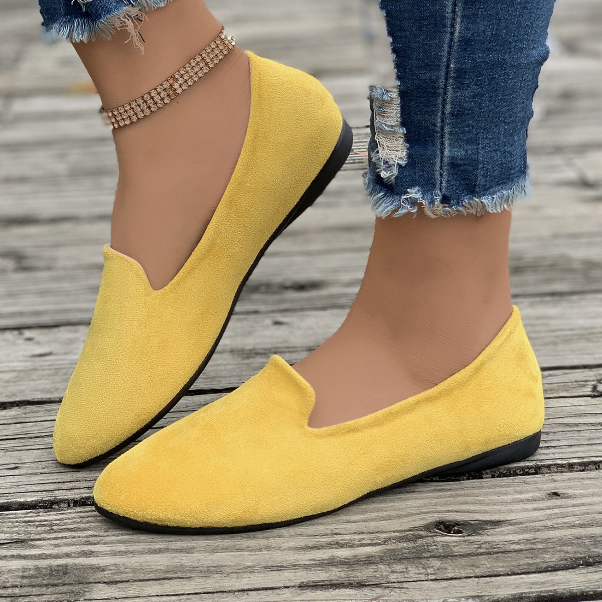 Mocassins aspect daim à bout arrondi — Amielle Paris