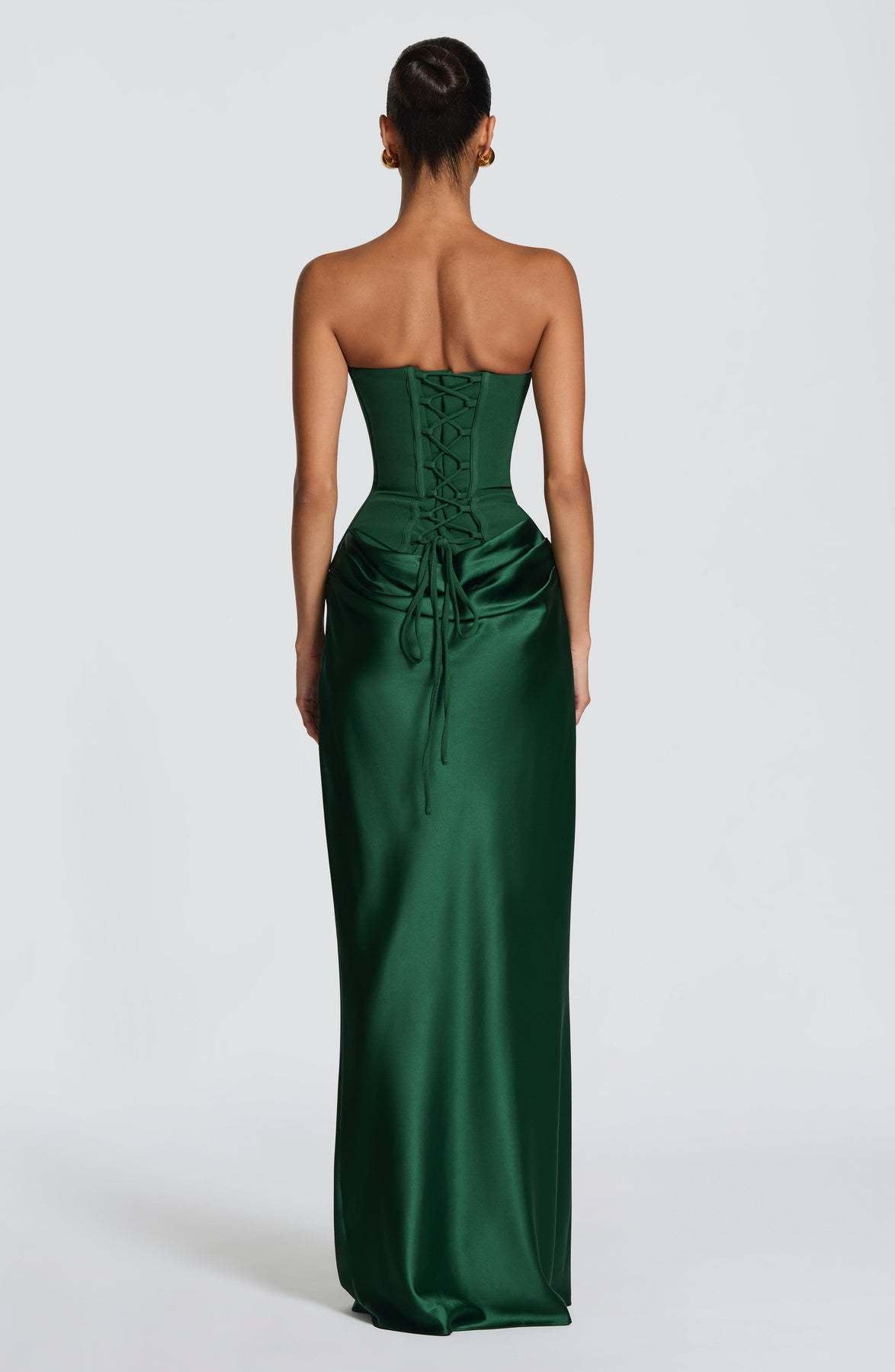 Naëlle — Robe longue bustier satinée et drapée — Amielle Paris