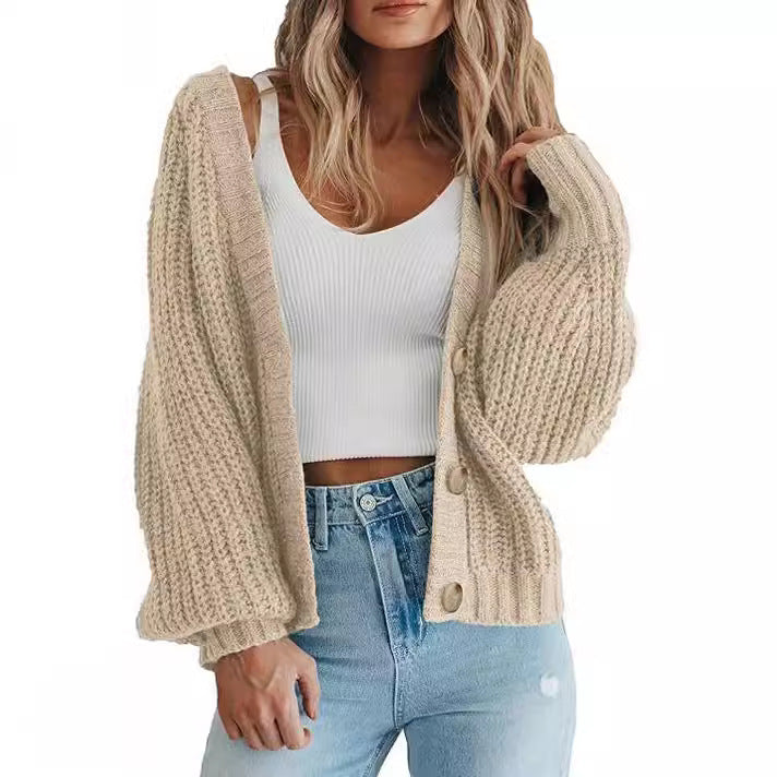 Gilet en grosse maille gaufrée à col V — Amielle Paris
