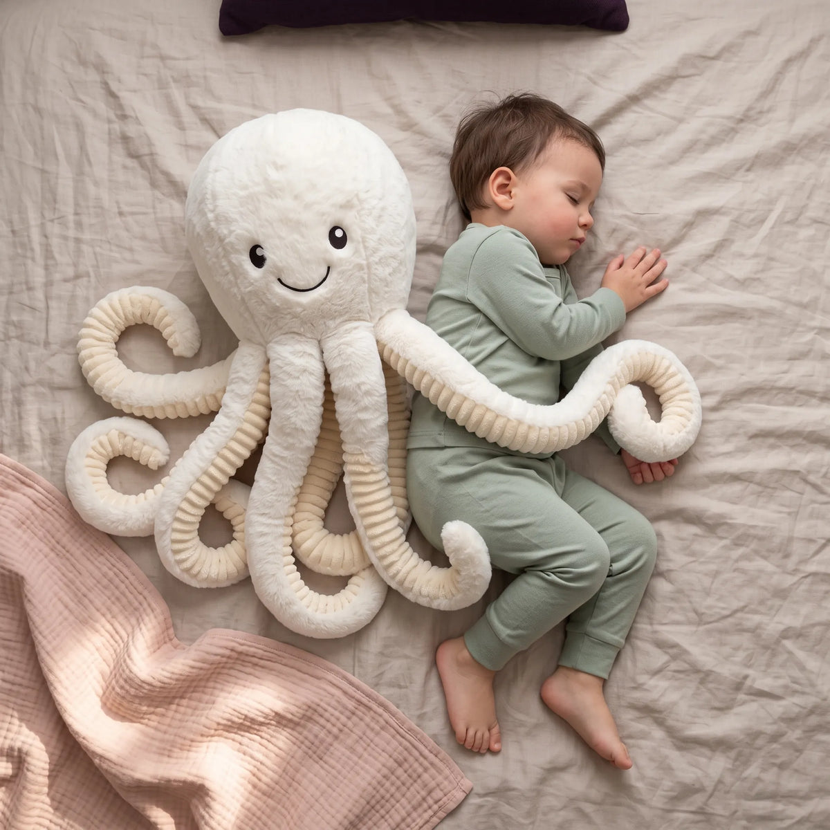 Peluche pieuvre aux tentacules texturés — vue 3