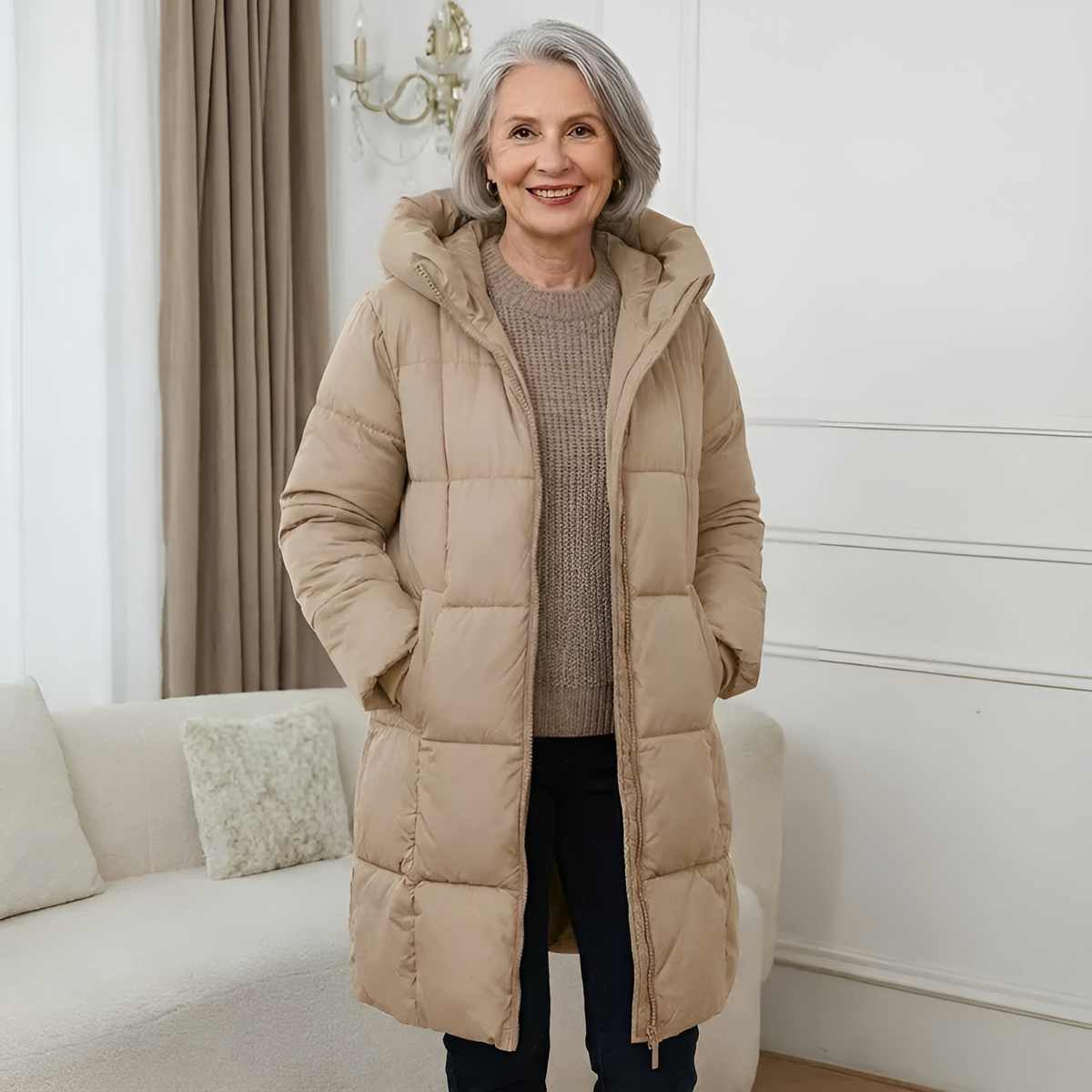 Olivia — Doudoune longue à capuche — Amielle Paris