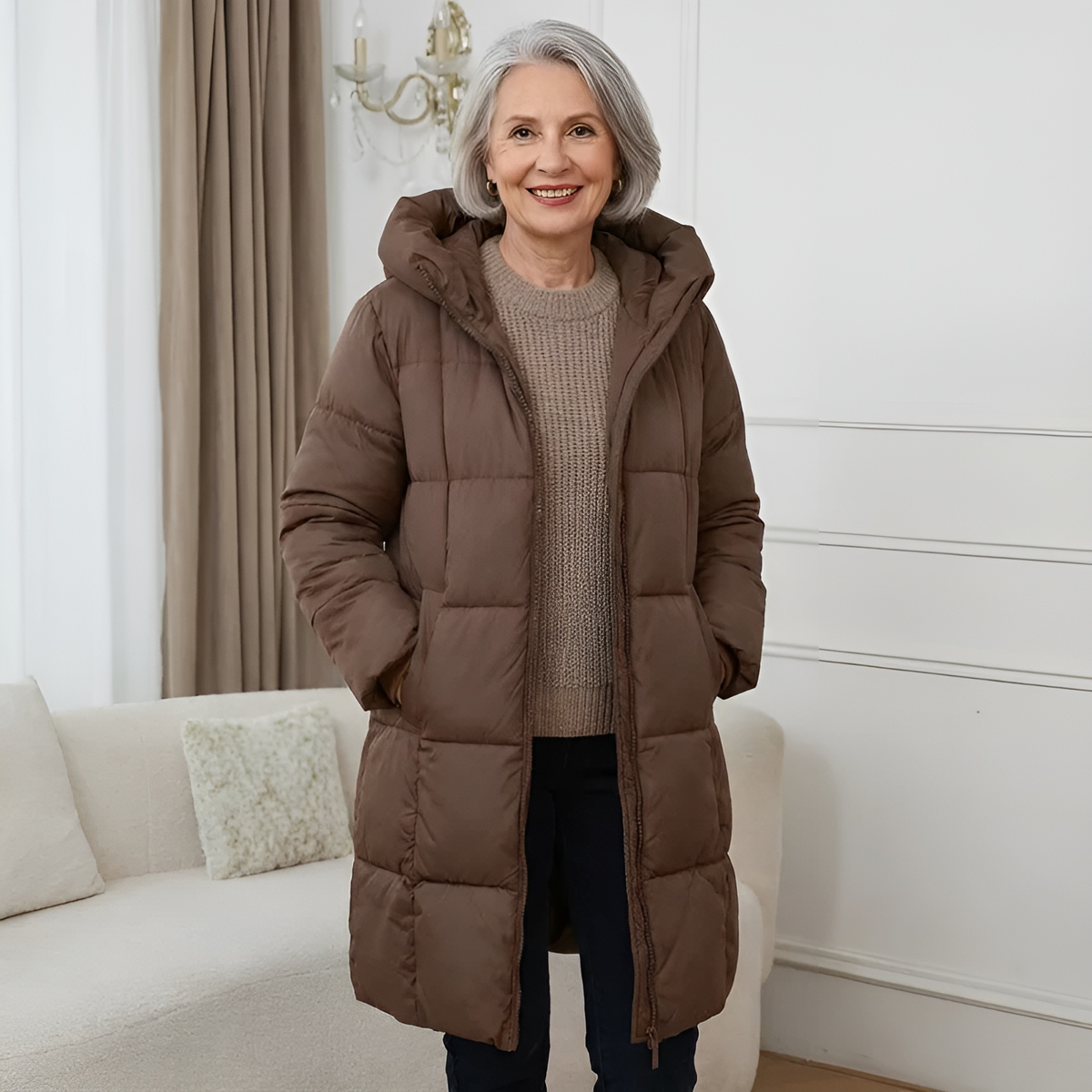 Olivia — Doudoune longue à capuche — Amielle Paris