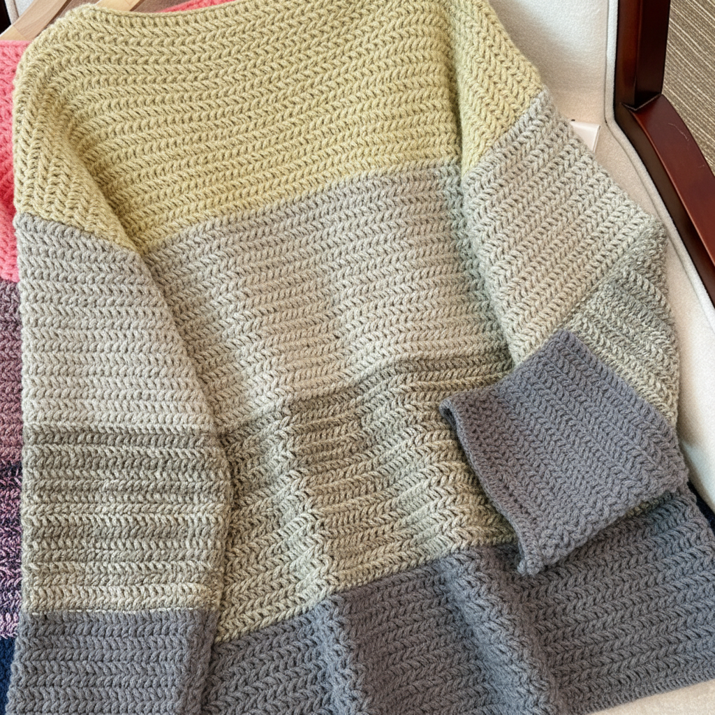 Klara — Pull ample à effet patchwork — Amielle Paris