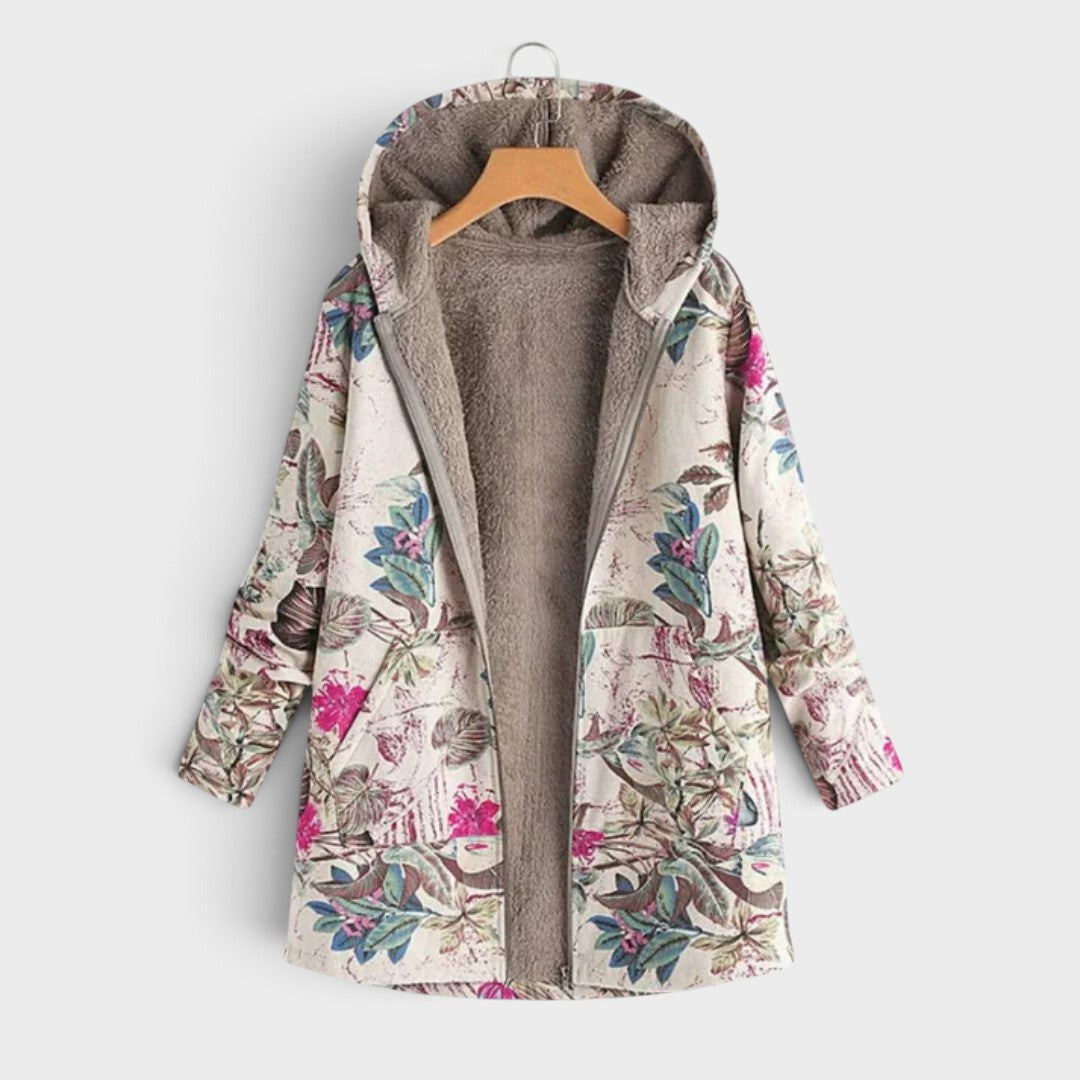 Flore | Veste en fausse fourrure à motif floral