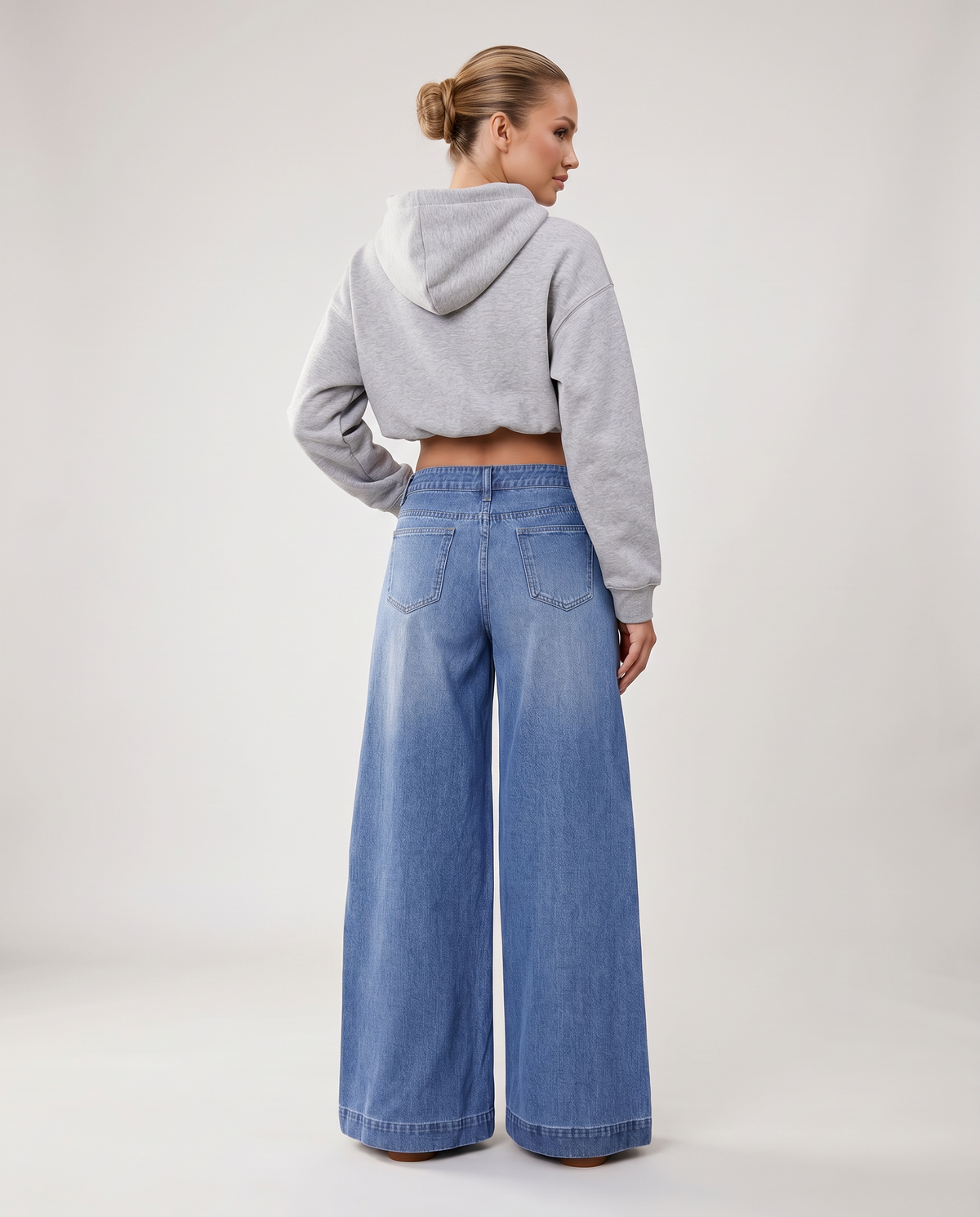 Jean large taille haute à boutons — Amielle Paris