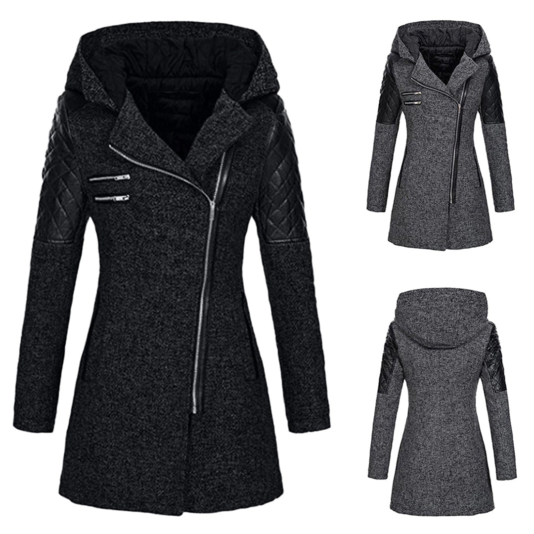 Manteau à capuche et zip asymétrique ceinturé — Amielle Paris