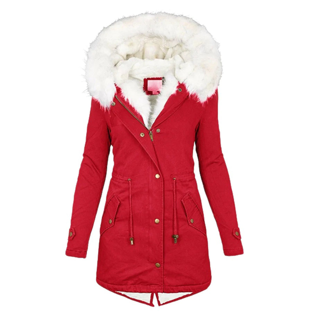 Parka doublée à capuche bordée de fausse fourrure — Amielle Paris