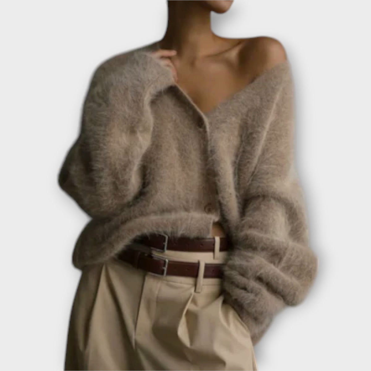 Dahlia | Cardigan beige effet peluche
