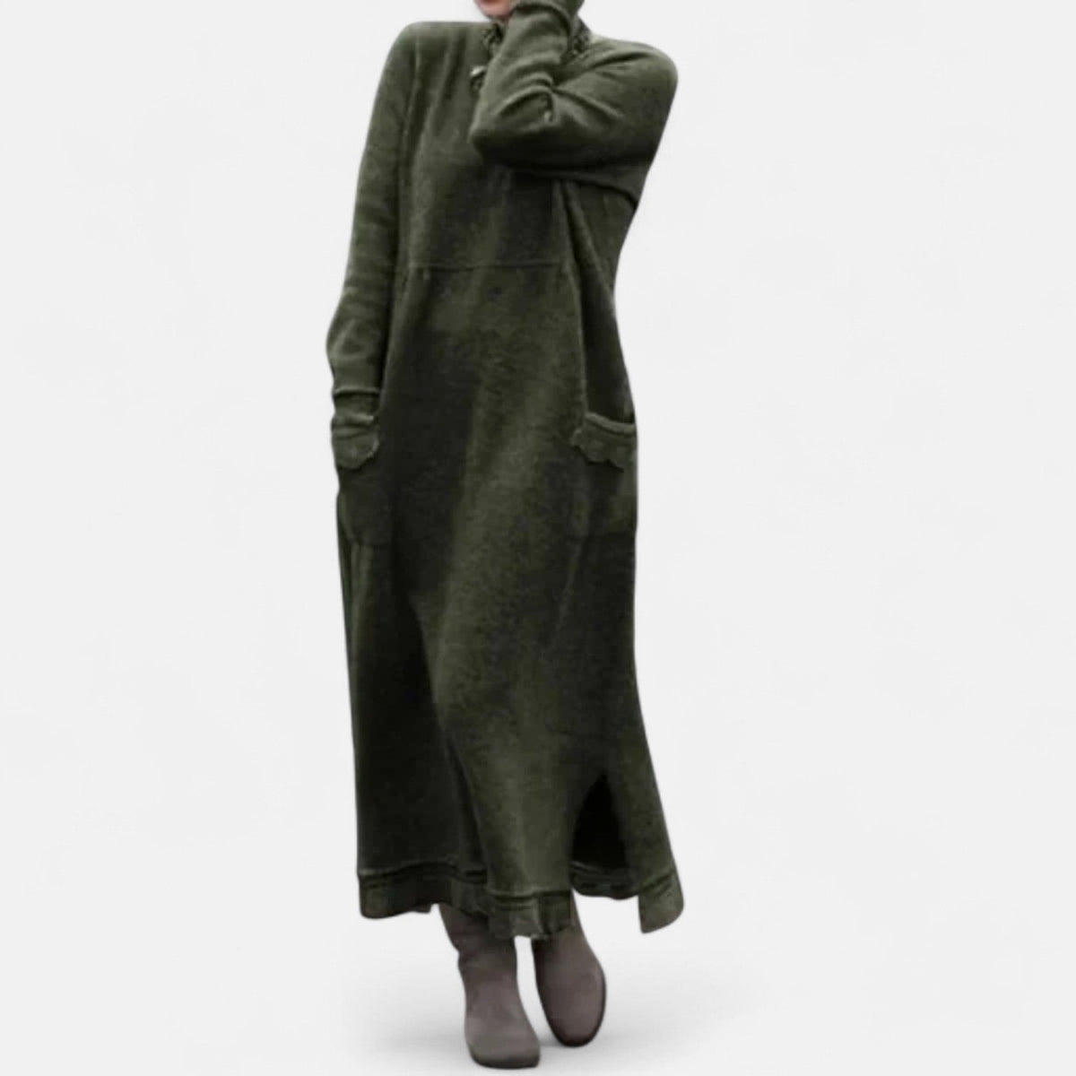 Dahlia — Robe longue en maille à col montant — Amielle Paris