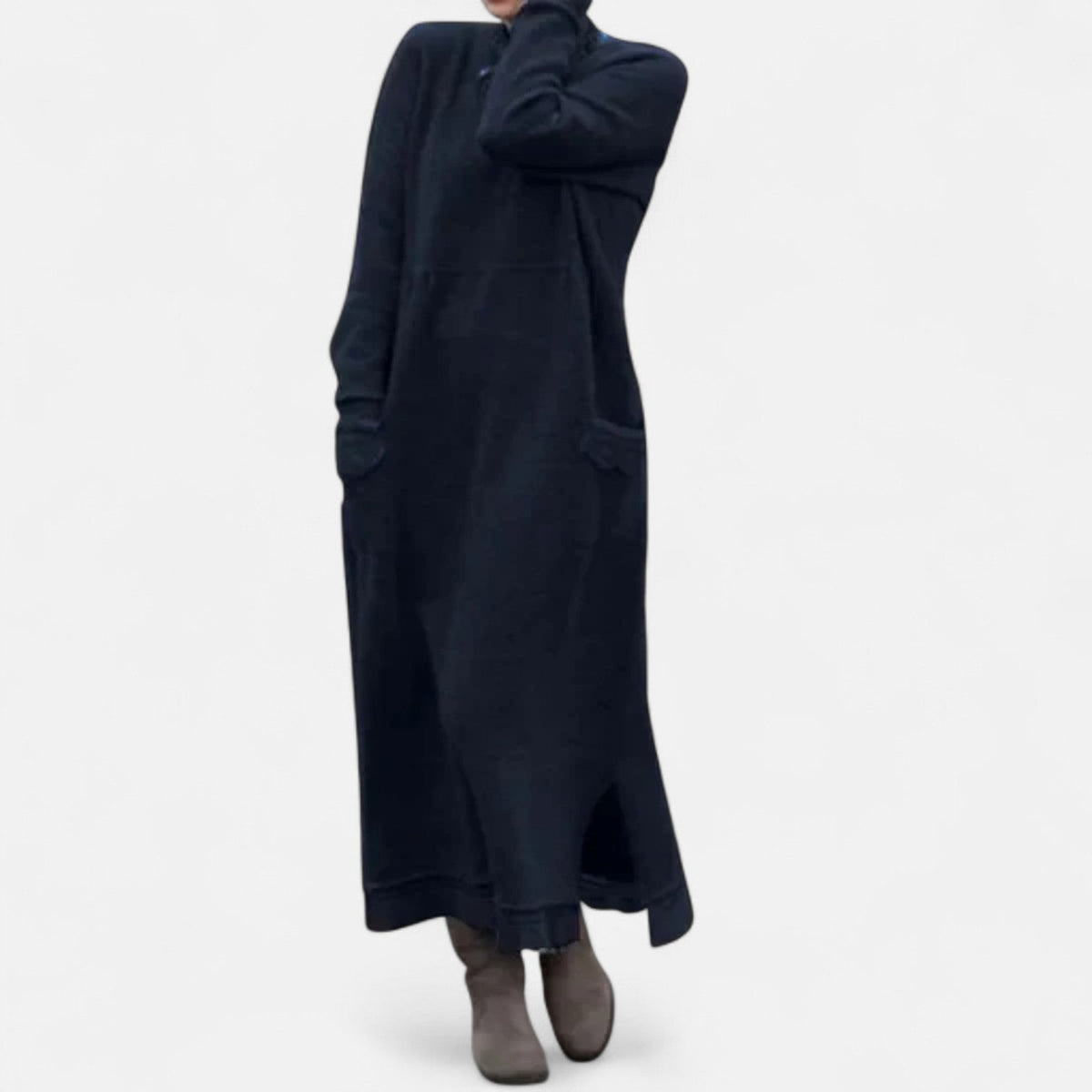Dahlia — Robe longue en maille à col montant — Amielle Paris