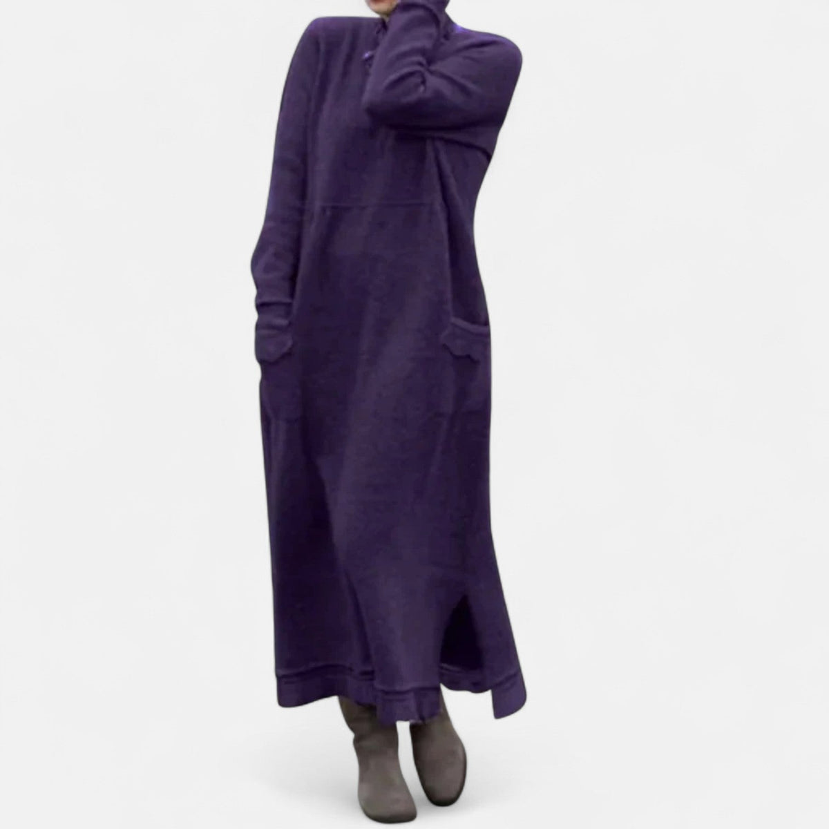 Dahlia — Robe longue en maille à col montant — Amielle Paris