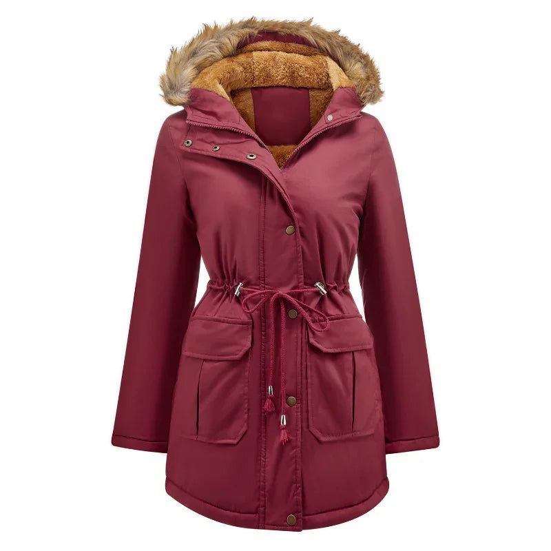 Parka à capuche, doublure polaire et cordon — Amielle Paris