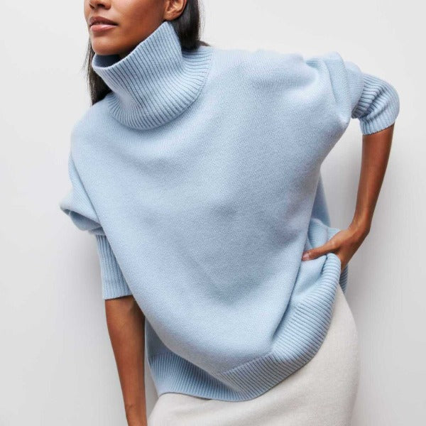 Katrielle | Pull bleu clair à col roulé