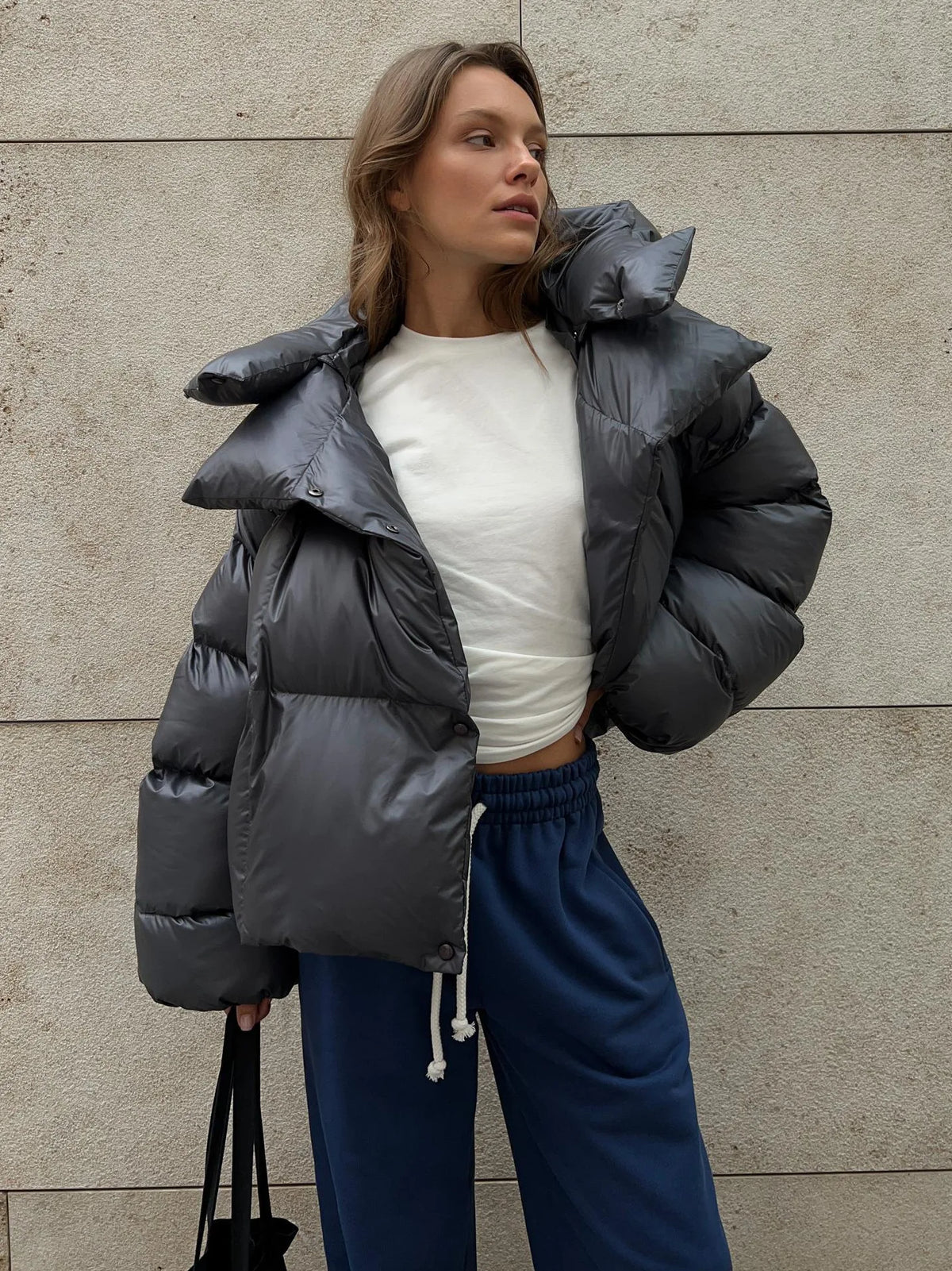 Elowen — Doudoune ample à capuche amovible — Amielle Paris