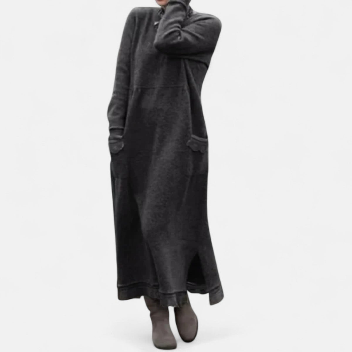 Dahlia — Robe longue en maille à col montant — Amielle Paris