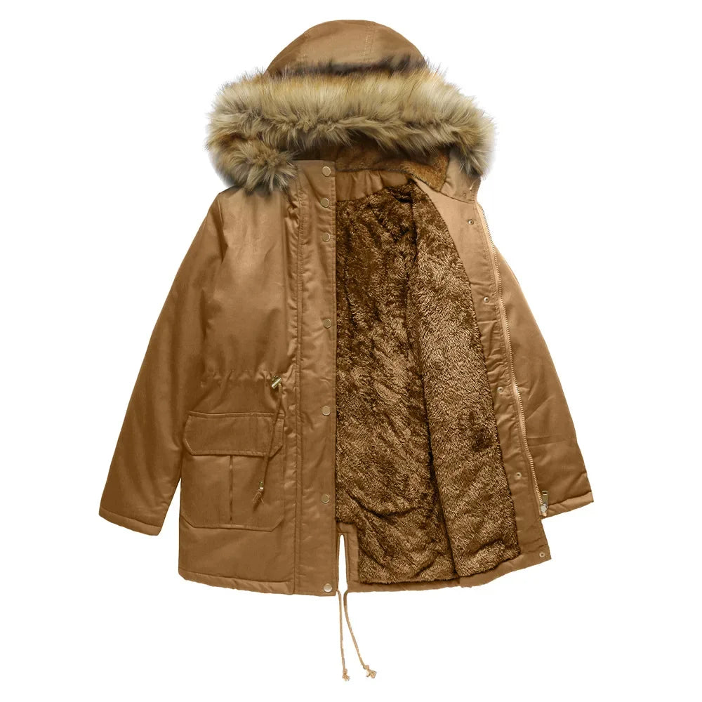 Parka à capuche, doublure polaire et cordon — Amielle Paris