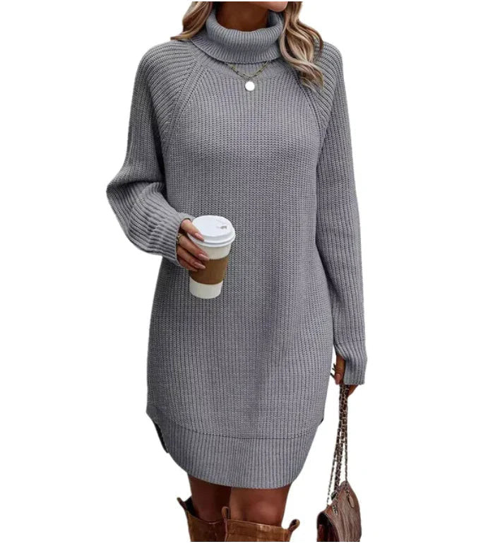 Élodie — Robe pull côtelée à col roulé — Amielle Paris