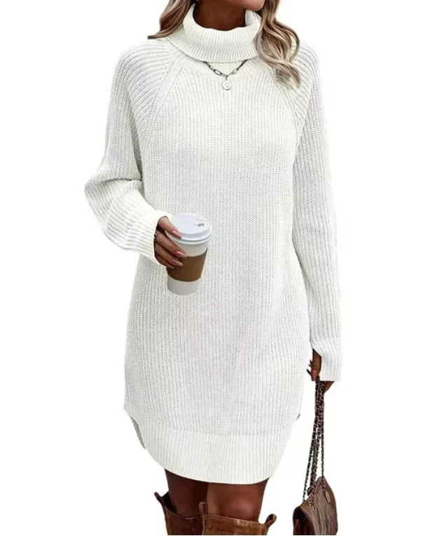 Élodie — Robe pull côtelée à col roulé — Amielle Paris