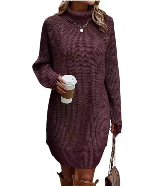 Élodie — Robe pull côtelée à col roulé — Amielle Paris