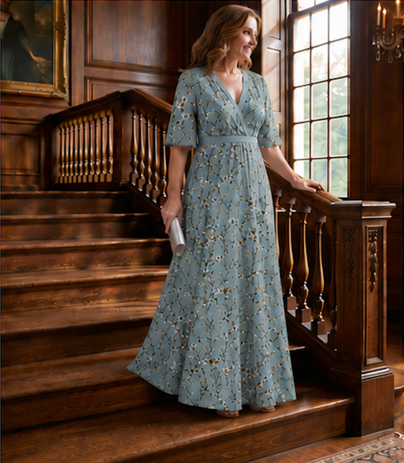 Imogen — Robe longue fleurie à col V — vue 5