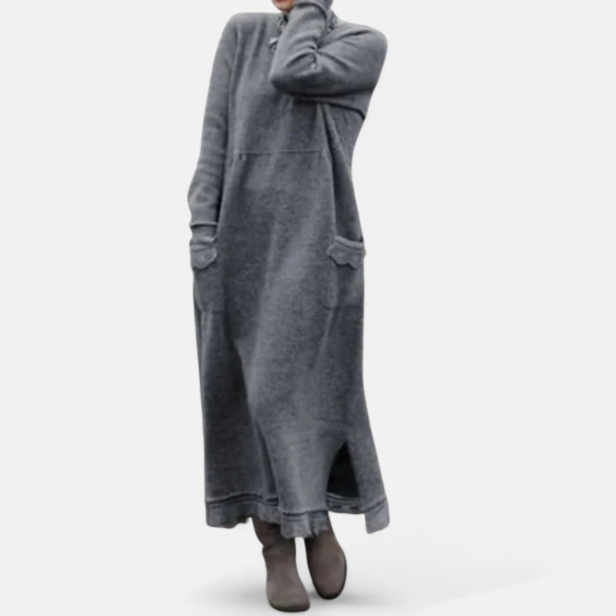 Dahlia — Robe longue en maille à col montant — Amielle Paris