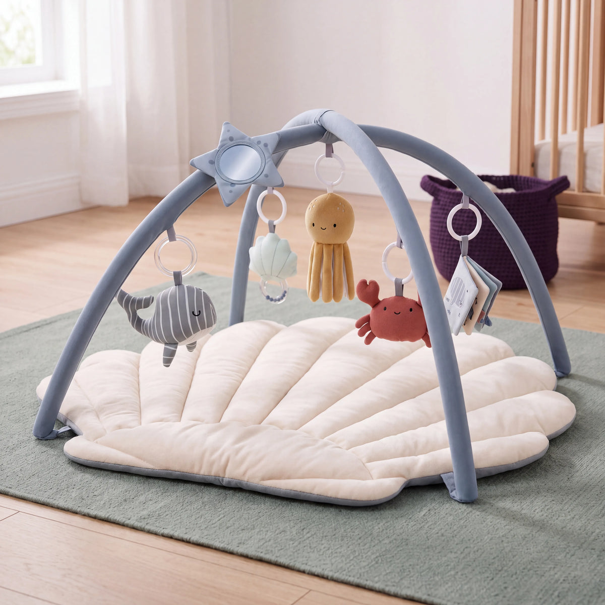 Tapis d’éveil coquillage avec arche et jouets — vue 5